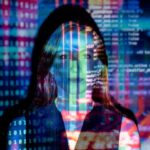 AI - Code Projected Over Woman